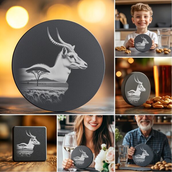 Wild Animal Double Exposure Coaster Engraving PNG Bundle