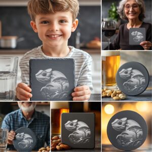 Wild Animal Double Exposure Slate Coaster Engraving Bundle,