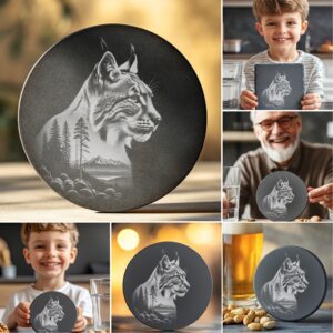 Wild Animal Double Exposure Slate Coaster Engraving Bundle,