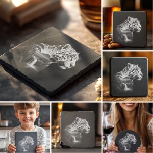 Wild Animal Double Exposure Slate Coaster Engraving Bundle,