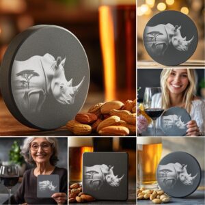 Wild Animal Double Exposure Slate Coaster Engraving Bundle,