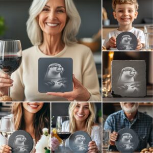 Wild Animal Double Exposure Slate Coaster Engraving Bundle,