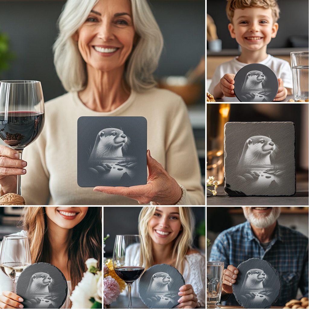 Wild Animal Double Exposure Slate Coaster Engraving Bundle,