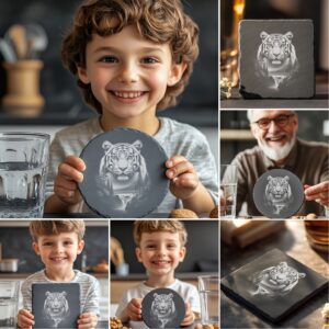 Wild Animal Double Exposure Slate Coaster Engraving Bundle,