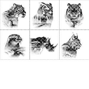 Wild Animal Double Exposure Slate Coaster Engraving Bundle,