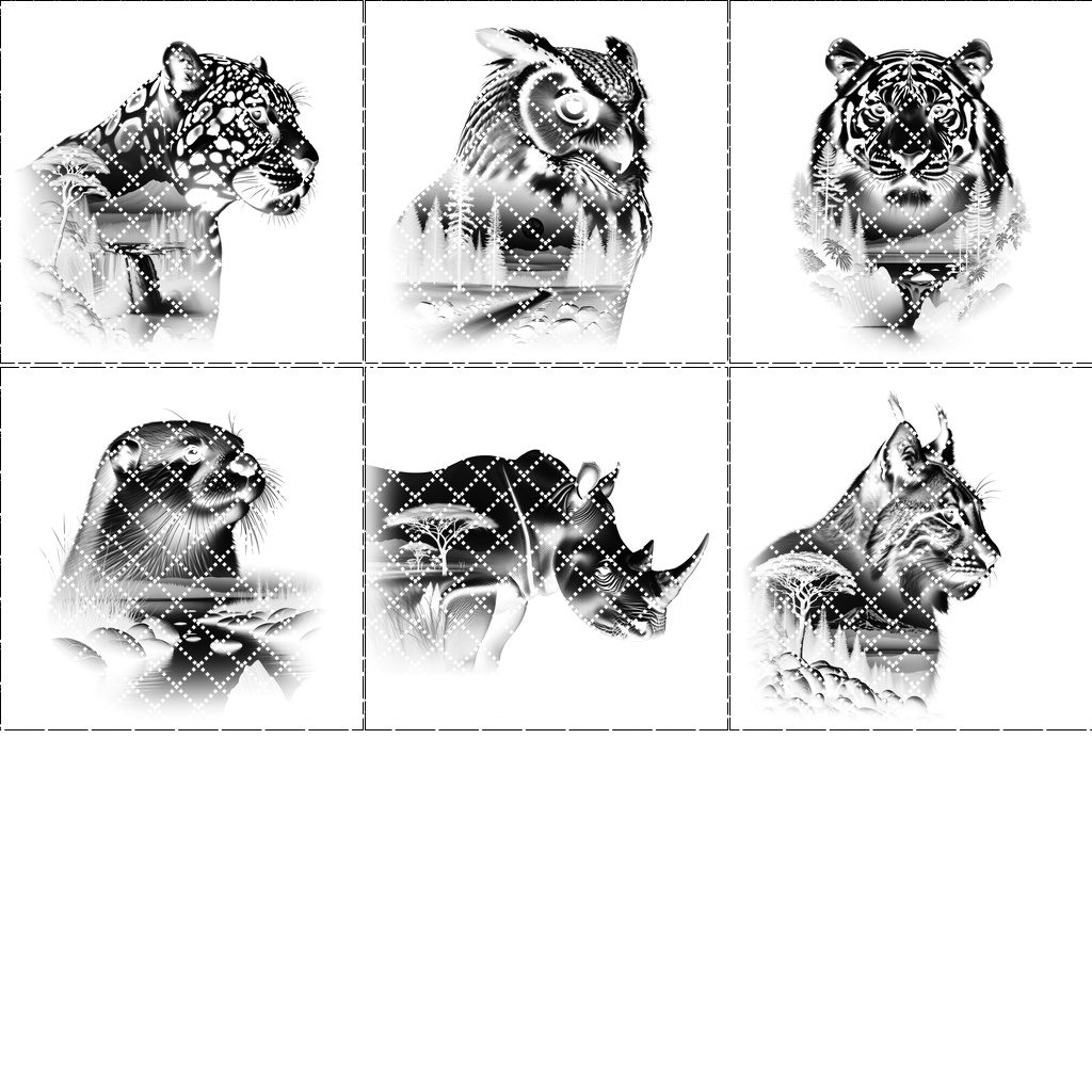 Wild Animal Double Exposure Slate Coaster Engraving Bundle,