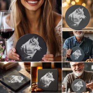 Wild Animal Double Exposure Slate Coaster PNG Bundle,