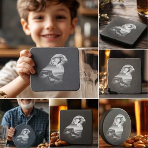 Wild Animal Double Exposure Slate Coaster PNG Bundle,