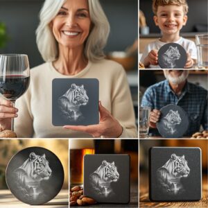 Wild Animal Double Exposure Slate Coaster PNG Bundle,