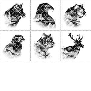 Wild Animal Double Exposure Slate Coaster PNG Bundle,