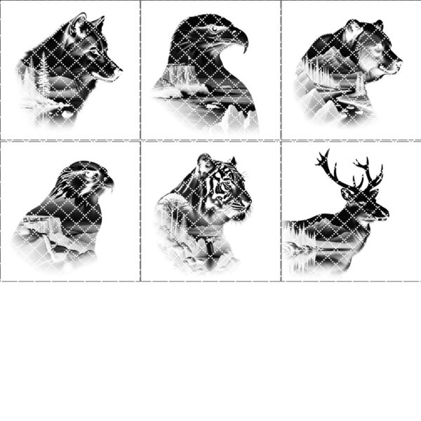 Wild Animal Double Exposure Slate Coaster PNG Bundle,