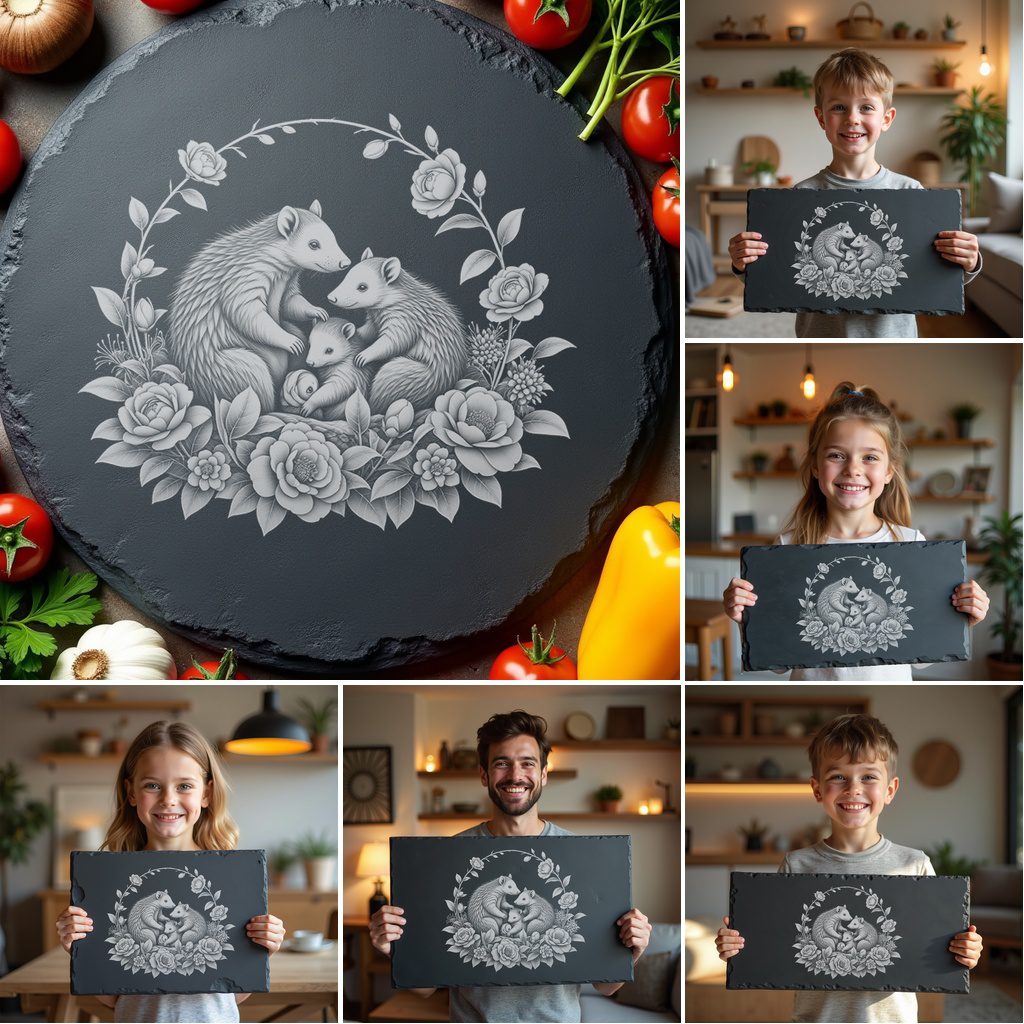 Wild Animal Family Cheese Board Engraving Bundle, Kitchen