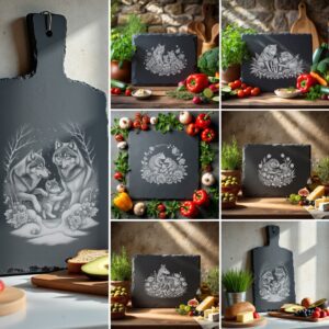 Wild Animal Family Cheese Board Engraving Bundle, Kitchen