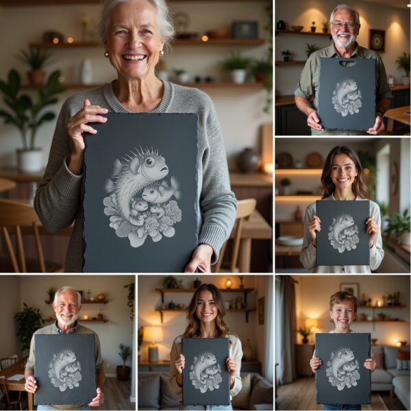 Wild Animal Family Slate Cheese Board Engraving Bundle,