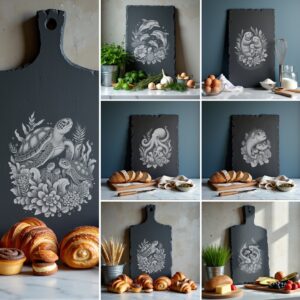 Wild Animal Family Slate Cheese Board Engraving Bundle,