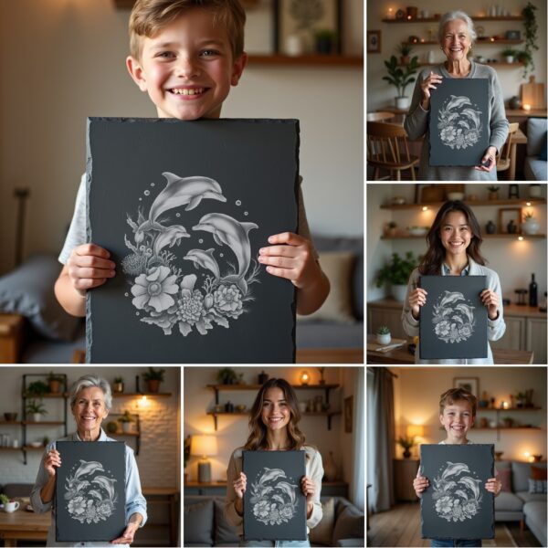 Wild Animal Family Slate Cheese Board Engraving Bundle,