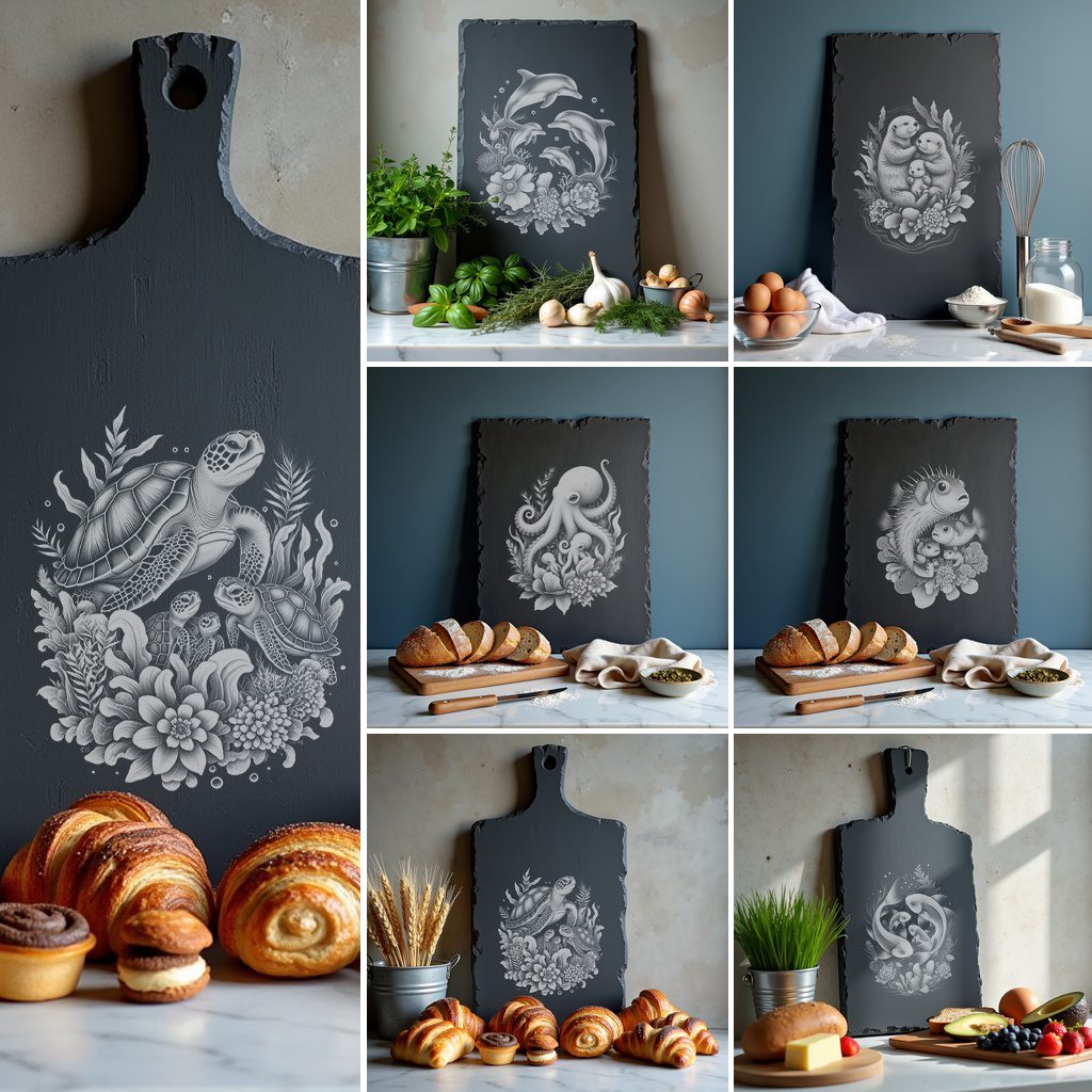 Wild Animal Family Slate Cheese Board Engraving Bundle,