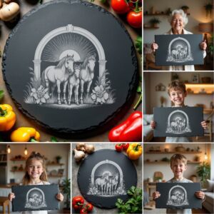 Wild Animal Family Slate Cheese Board Engraving Bundle,