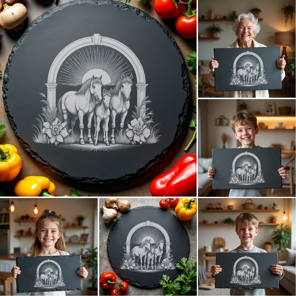 Wild Animal Family Slate Cheese Board Engraving Bundle,
