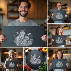 Wild Animal Family Slate Cheese Board Engraving Bundle,