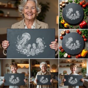 Wild Animal Family Slate Cheese Board Laser Engraving