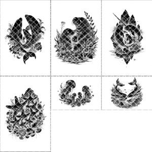 Wild Animal Family Slate Cheese Board Laser Engraving