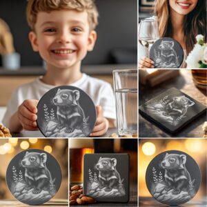 Wild Animal Slate Coaster Bundle, 6 Laser Engraved