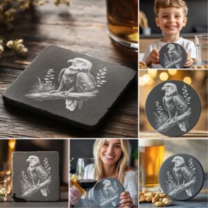 Wild Animal Slate Coaster Bundle, 6 Laser Engraved