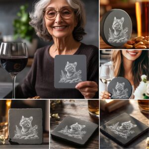 Wild Animal Slate Coaster Bundle, 6 Laser Engraved