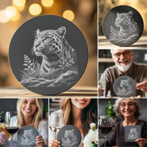 Wild Animal Slate Coaster Bundle, 6 Laser Engraved