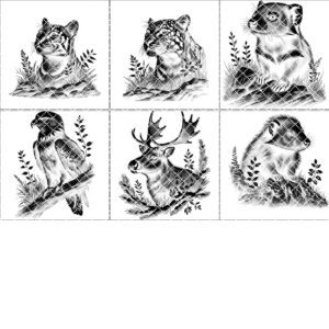 Wild Animal Slate Coaster Bundle, 6 Laser Engraved