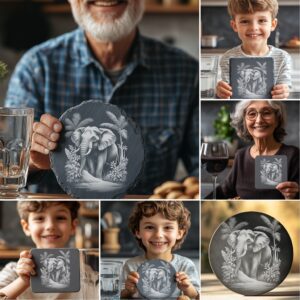 Wild Animal Slate Coaster Engraving Bundle, 6 PNG