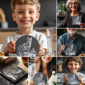 Wild Animal Slate Coaster Engraving Bundle, 6 PNG
