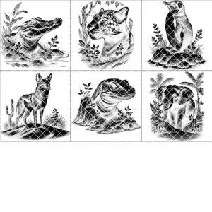 Wild Animal Slate Coaster Engraving Bundle, 6 PNG