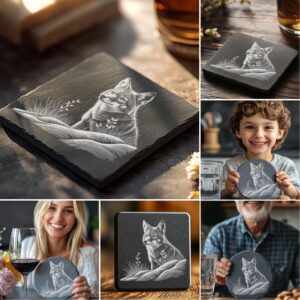 Wild Animal Slate Coaster Engraving Bundle, 6 Unique