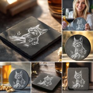 Wild Animal Slate Coaster Engraving Bundle, 6 Unique