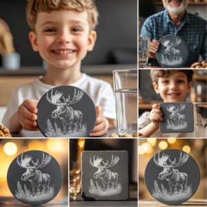 Wild Animal Slate Coaster Engraving Bundle, 6 Unique