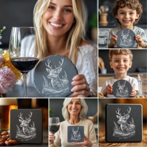 Wild Animal Slate Coaster Engraving Bundle, 6 Unique