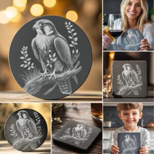 Wild Animal Slate Coaster Engraving Bundle, 6 Unique
