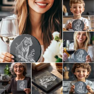 Wild Animal Slate Coaster Engraving Design Bundle, 6