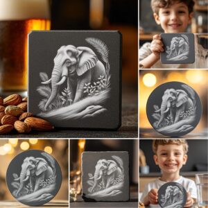Wild Animal Slate Coaster Engraving Design Bundle, 6