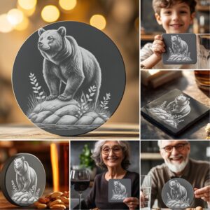 Wild Animal Slate Coaster Engraving Design Bundle, 6