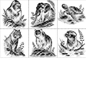 Wild Animal Slate Coaster Engraving Design Bundle, 6