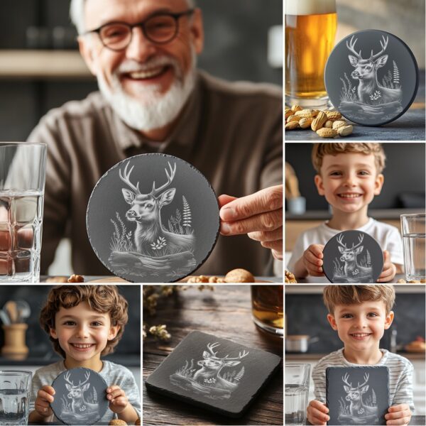 Wild Animals Coaster Laser Engraving Bundle, 6 Rustic
