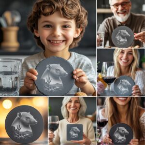 Wild Animals Double Exposure Slate Coaster Engraving Designs,