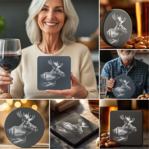 Wild Animals Double Exposure Slate Coaster Engraving Designs,
