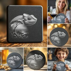 Wild Animals Double Exposure Slate Coaster Engraving Designs,