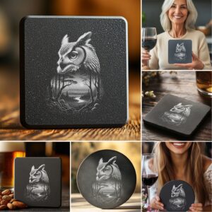 Wild Animals Double Exposure Slate Coaster Engraving Designs,