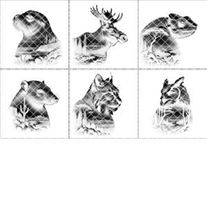 Wild Animals Double Exposure Slate Coaster Engraving Designs,