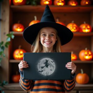 Witch Engraved Slate Board, Halloween Charcuterie Decor, Laser